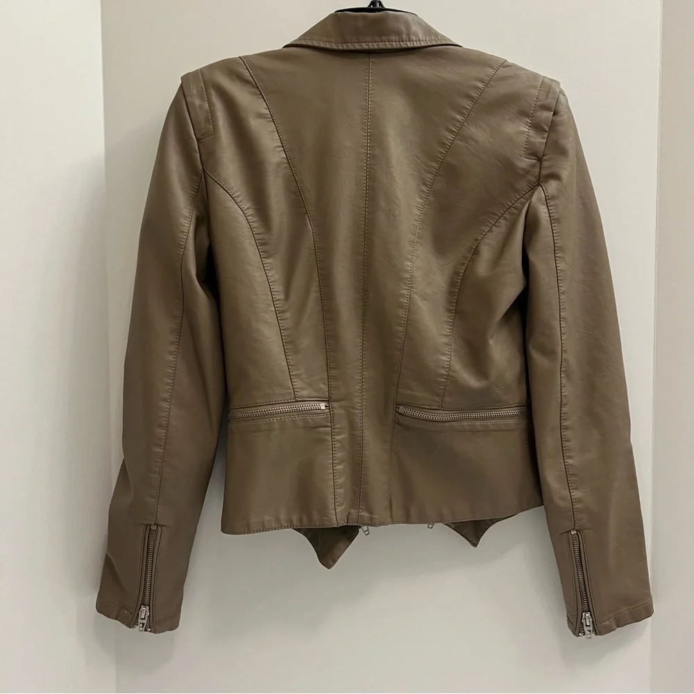BLANK NYC Faux Leather Moto Jacket-Tan Brown - Picture 3 of 15